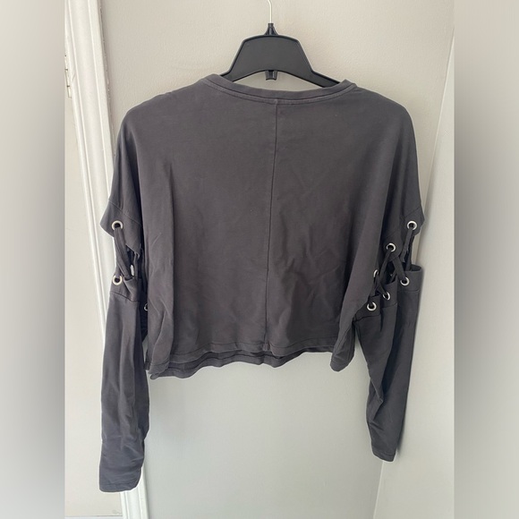 🔴 Zara Charcoal Lace-Up Sleeve Sweatshirt - Picture 2 of 4